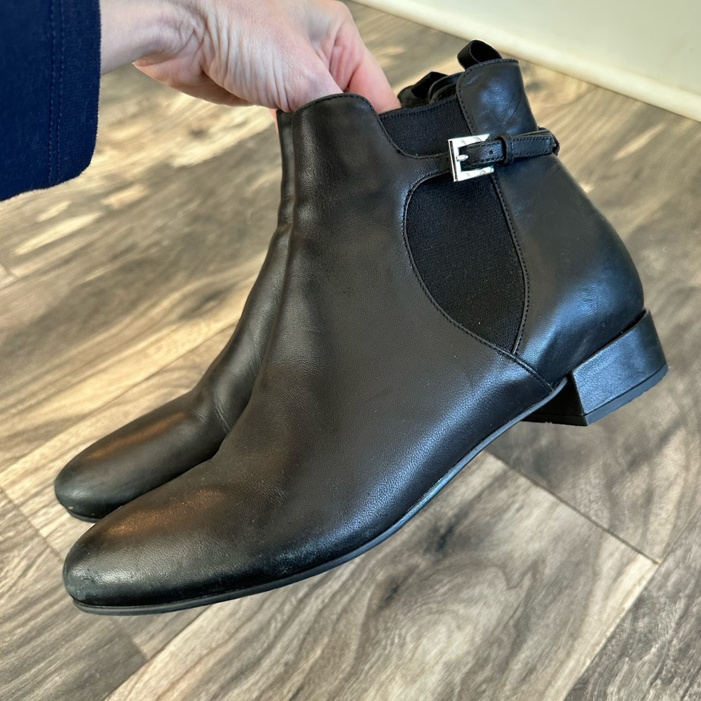 PRADA black leather ankle boots